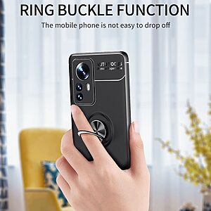 Θήκη Xiaomi 12 Pro 5G OEM Magnetic Ring Kickstand / Μαγνητικό δαχτυλίδι / Βάση στήριξης TPU μαύρο / μπλε - Image 4