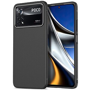 Θήκη Xiaomi Poco X4 Pro 5G OEM Twill Texture Carbon Πλάτη TPU μαύρο