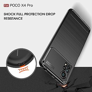 Θήκη Xiaomi Poco X4 Pro 5G OEM Beetle brushed Carbon Series Πλάτη TPU μπλε - Image 5