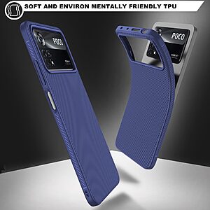 Θήκη Xiaomi Poco X4 Pro 5G OEM Twill Texture Carbon Πλάτη TPU μπλε - Image 3