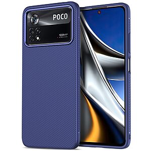 Θήκη Xiaomi Poco X4 Pro 5G OEM Twill Texture Carbon Πλάτη TPU μπλε