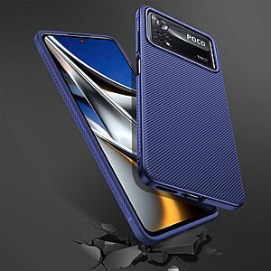 Θήκη Xiaomi Poco X4 Pro 5G OEM Twill Texture Carbon Πλάτη TPU μπλε - Image 5