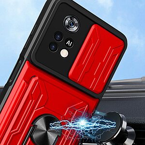 Θήκη Xiaomi Poco X4 Pro 5G OEM Camshield Armor Guard Πλάτη με προστασία για την κάμερα, Kickstand και Βάση στήριξης από σκλήρό Premium TPU μπλε - Image 4