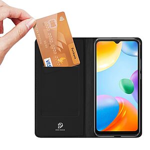 υποδοχή καρτών και μαγνητικό κούμπωμα Flip Wallet από συνθετικό δέρμα και TPU μαύρο