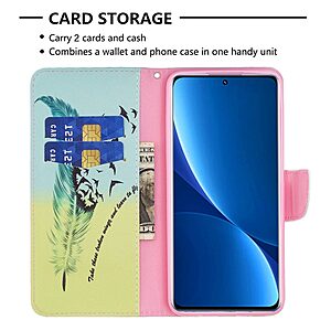 Θήκη Xiaomi Redmi 10C OEM Feather & Birds με βάση στήριξης, υποδοχές καρτών και μαγνητικό κούμπωμα Flip Wallet από συνθετικό δέρμα και TPU - Image 3