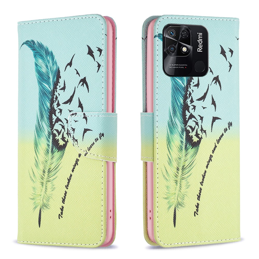 Θήκη Xiaomi Redmi 10C OEM Feather & Birds με βάση στήριξης Θήκη Xiaomi Redmi 10C OEM Feather & Birds με βάση στήριξης