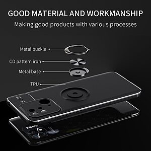 Θήκη Xiaomi Redmi 10C OEM Magnetic Ring Kickstand / Μαγνητικό δαχτυλίδι / Βάση στήριξης TPU μαύρο - Image 3