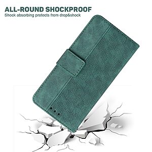 Θήκη Samsung Galaxy M23 5G Mad Mask Leather Wallet Case Geometry Style με βάση στήριξης, υποδοχές καρτών και μαγνητικό κούμπωμα Flip Wallet από συνθετικό δέρμα πράσινο - Image 5