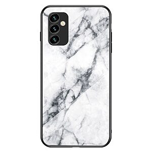 Θήκη Samsung Galaxy M23 5G OEM σχέδιο Marble με Πλάτη Tempered Glass TPU λευκό