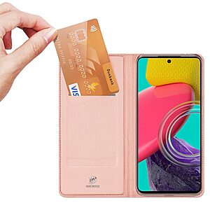 υποδοχή καρτών και μαγνητικό κούμπωμα Flip Wallet από συνθετικό δέρμα και TPU ροζ χρυσό