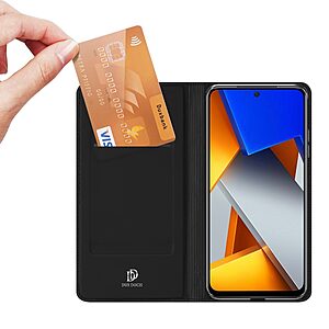 υποδοχή καρτών και μαγνητικό κούμπωμα Flip Wallet από συνθετικό δέρμα και TPU μαύρο