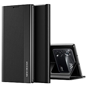 Θήκη Xiaomi Poco M4 Pro 4G New Design Invisible Magnet Leather Stand Cover με μαγνητικό κούμπωμα από συνθετικό δέρμα μαύρο