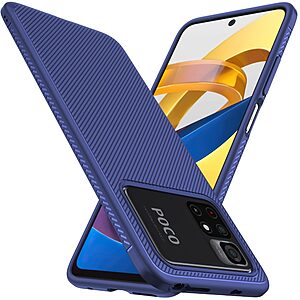 Θήκη Xiaomi Poco M4 Pro 4G OEM Twill Texture Carbon Πλάτη TPU μπλε - Image 2