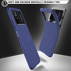 Θήκη Xiaomi Poco M4 Pro 4G OEM Twill Texture Carbon Πλάτη TPU μπλε - Image 3