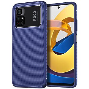 Θήκη Xiaomi Poco M4 Pro 4G OEM Twill Texture Carbon Πλάτη TPU μπλε