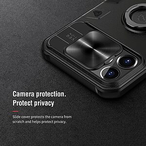 Θήκη iPhone 13 Pro Max NiLLkin Camshield Armor Series Πλάτη με προστασία για την κάμερα, Kickstand και Βάση στήριξης από σκλήρό Premium TPU μαύρο - Image 3