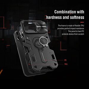 Θήκη iPhone 13 Pro Max NiLLkin Camshield Armor Series Πλάτη με προστασία για την κάμερα, Kickstand και Βάση στήριξης από σκλήρό Premium TPU μαύρο - Image 5