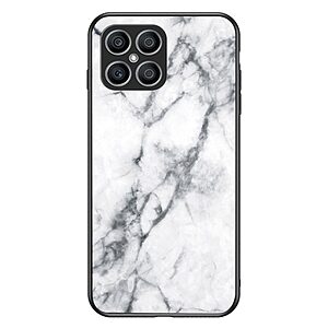 Θήκη Honor X8 OEM σχέδιο Marble με Πλάτη Tempered Glass TPU λευκό