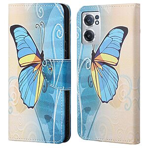 Θήκη OnePlus Nord CE 2 5G OEM Blue Butterfly & Flowers με βάση στήριξης