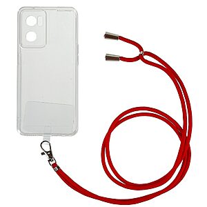 Θήκη OnePlus Nord CE 2 5G OEM Silicone Sockproof Transparent πλάτη με κορδόνι από αντικραδασμικό TPU κόκκινο