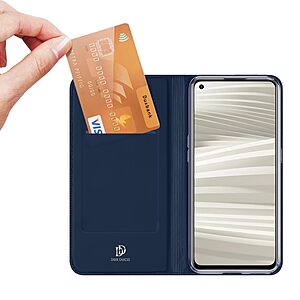 υποδοχή καρτών και μαγνητικό κούμπωμα Flip Wallet από συνθετικό δέρμα και TPU μπλε