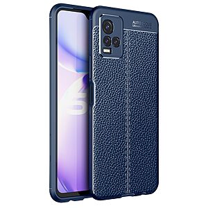 Θήκη Vivo Y33s / Y21s Mad Mask Focus Litchi Skin Series πλάτη TPU μπλε