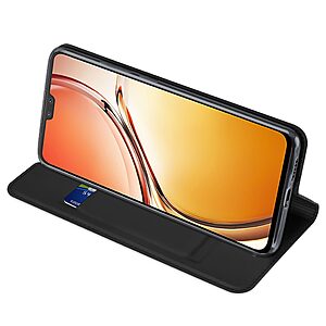 Θήκη Vivo V23 5G DUX DUCIS Skin Pro Series με βάση στήριξης, υποδοχή καρτών και μαγνητικό κούμπωμα Flip Wallet από συνθετικό δέρμα και TPU μαύρο - Image 4