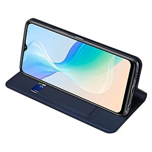 Θήκη Vivo Y76 5G DUX DUCIS Skin Pro Series με βάση στήριξης, υποδοχή καρτών και μαγνητικό κούμπωμα Flip Wallet από συνθετικό δέρμα και TPU μπλε - Image 3