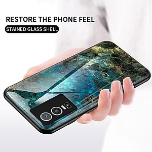 Θήκη Vivo Y76 5G OEM σχέδιο Marble με Πλάτη Tempered Glass TPU λευκό - Image 4