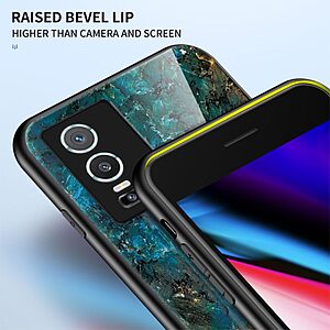 Θήκη Vivo Y76 5G OEM σχέδιο Marble με Πλάτη Tempered Glass TPU λευκό - Image 5