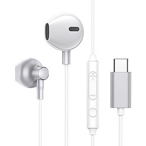 Ακουστικά Ear Buds JOYROOM type-C με remote control και μικρόφωνο (JR-EC03) ασημί
