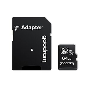 Κάρτας μνήμης Goodram Microcard micro SD SDXC 64GB | class 10 | UHS-I | read 100 MB/s + adapter SD (M1AA-0640R12)