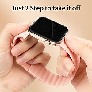 Kingxbar Magnetic Λουράκι Σιλικόνης για (Apple Watch 38/40/41mm) ροζ - Image 5