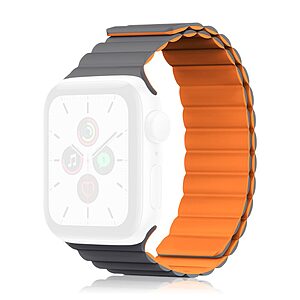 Kingxbar Magnetic Λουράκι Σιλικόνης για (Apple Watch 42/44/45mm) γκρι / πορτοκαλί