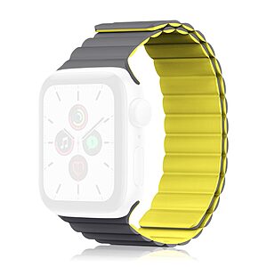 Kingxbar Magnetic Λουράκι Σιλικόνης για (Apple Watch 42/44/45mm) γκρι / κίτρινο