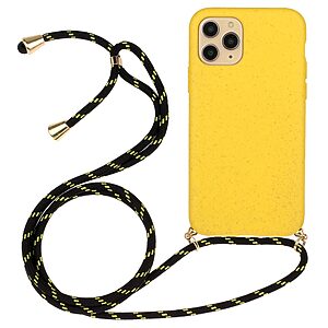 Θήκη iPhone 14 Pro Max OEM Soft Silicone Sockproof πλάτη με κορδόνι από αντικραδασμικό TPU κίτρινο