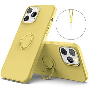 Θήκη iPhone 14 Pro Max OEM Ultra Thin Matte Premium Πλάτη με ημίσκληρο TPU και δαχτυλίδι στήριξης κίτρινο