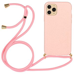 Θήκη iPhone 14 Pro Max OEM Soft Silicone Sockproof πλάτη με κορδόνι από αντικραδασμικό TPU ροζ