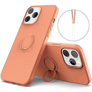 Θήκη iPhone 14 Pro OEM Ultra Thin Matte Premium Πλάτη με ημίσκληρο TPU και δαχτυλίδι στήριξης πορτοκαλί