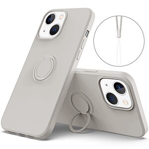 Θήκη iPhone 14 OEM Ultra Thin Matte Premium Πλάτη με ημίσκληρο TPU και δαχτυλίδι στήριξης γκρι