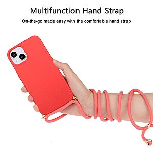 Θήκη iPhone 14 OEM Soft Silicone Sockproof πλάτη με κορδόνι από αντικραδασμικό TPU κόκκινο - Image 3