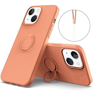 Θήκη iPhone 14 OEM Ultra Thin Matte Premium Πλάτη με ημίσκληρο TPU και δαχτυλίδι στήριξης πορτοκαλί