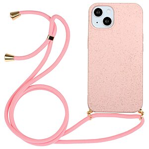 Θήκη iPhone 14 OEM Soft Silicone Sockproof πλάτη με κορδόνι από αντικραδασμικό TPU ροζ