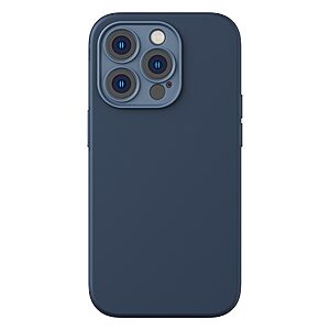 Θήκη iPhone 14 Pro Max BASEUS Silicone Sockproof μαζί με cleaning kit και tempered glass συμβατό με MagSafe φορτιστή Πλάτη TPU μπλε