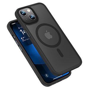 Θήκη iPhone 14 Benks Magnetic Series Matte Hybrid Frame συμβατό με MagSafe φορτιστή Πλάτη TPU μαύρο