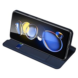 Θήκη Xiaomi Poco X4 GT 5G Dux Ducis Skin Pro Series με βάση στήριξης, υποδοχή καρτών και μαγνητικό κούμπωμα Flip Wallet από συνθετικό δέρμα και TPU μπλε - Image 5