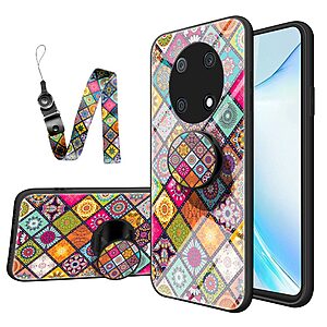 Θήκη Huawei Nova Y90 OEM Colorful Flower Print Glass Hybrid Phone Case Protector with Lanyar 2