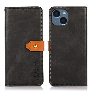 Θήκη iPhone 14 KHAZNEH Leather Wallet Golden Clasp με βάση στήριξης
