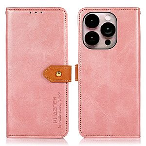 Θήκη iPhone 14 Pro Max KHAZNEH Leather Wallet Golden Clasp με βάση στήριξης