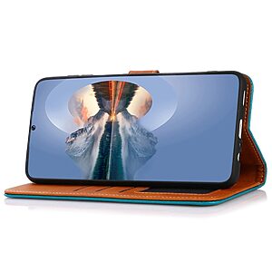 Θήκη Xiaomi Poco X4 GT 5G KHAZNEH Leather Wallet Golden Clasp με βάση στήριξης, υποδοχές καρτών και μαγνητικό κούμπωμα μπλε - Image 3